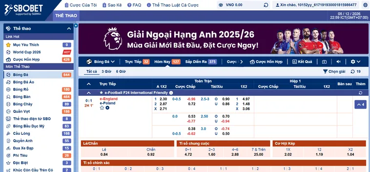 Thể Thao SBO Sports Tại Gem88 Thiên Đường Cá Cược Đẳng Cấp Quốc Tế