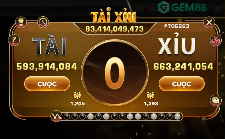 Tài Xỉu Live Tại Gem88 Đấu Trường Cá Cược Đỉnh Cao Cho Cao Thủ